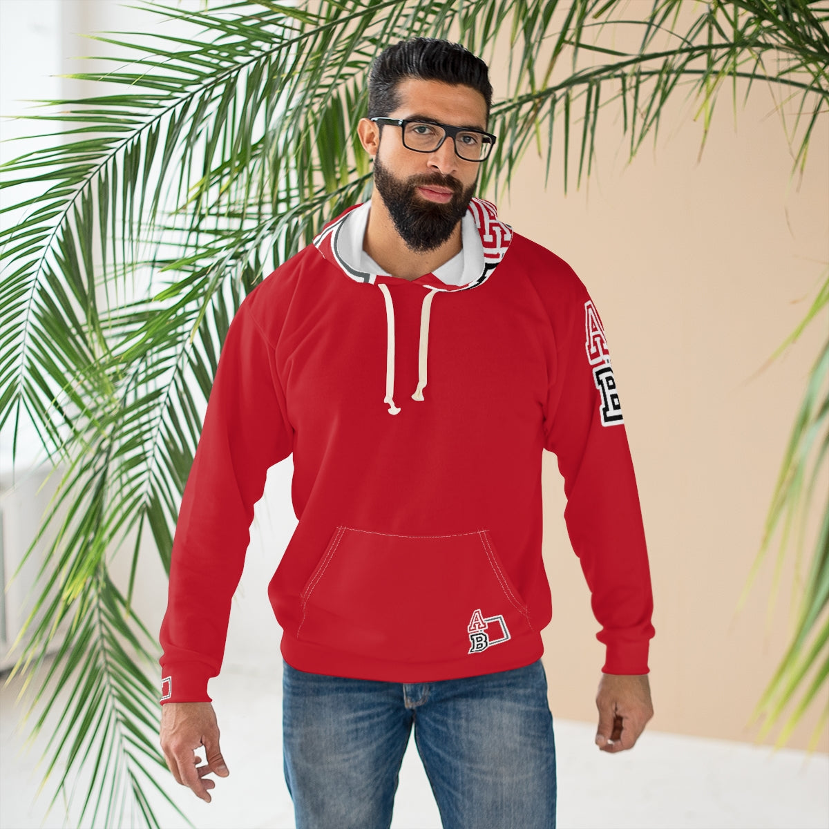 ABJ Greek Red AOP Unisex Pullover Hoodie