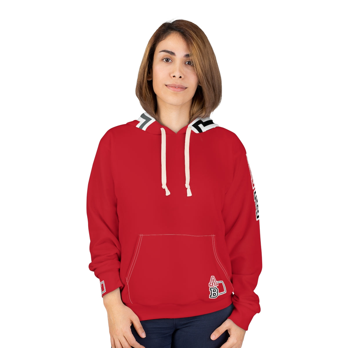 ABJ Greek Red AOP Unisex Pullover Hoodie