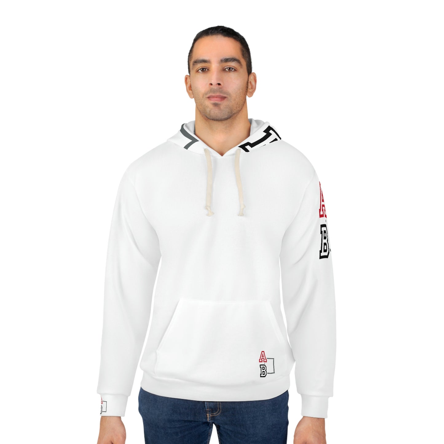 ABJ Greek {WHITE} AOP Unisex Pullover Hoodie