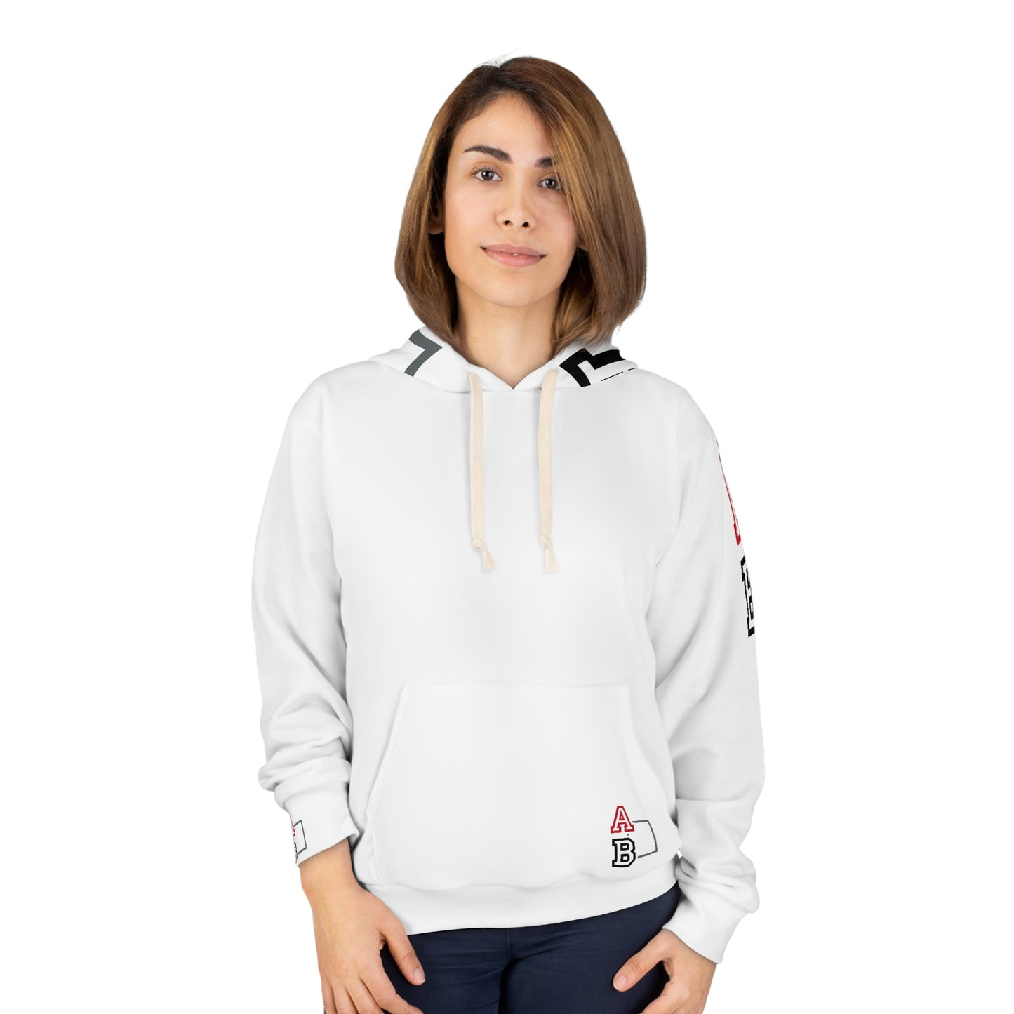 ABJ Greek {WHITE} AOP Unisex Pullover Hoodie