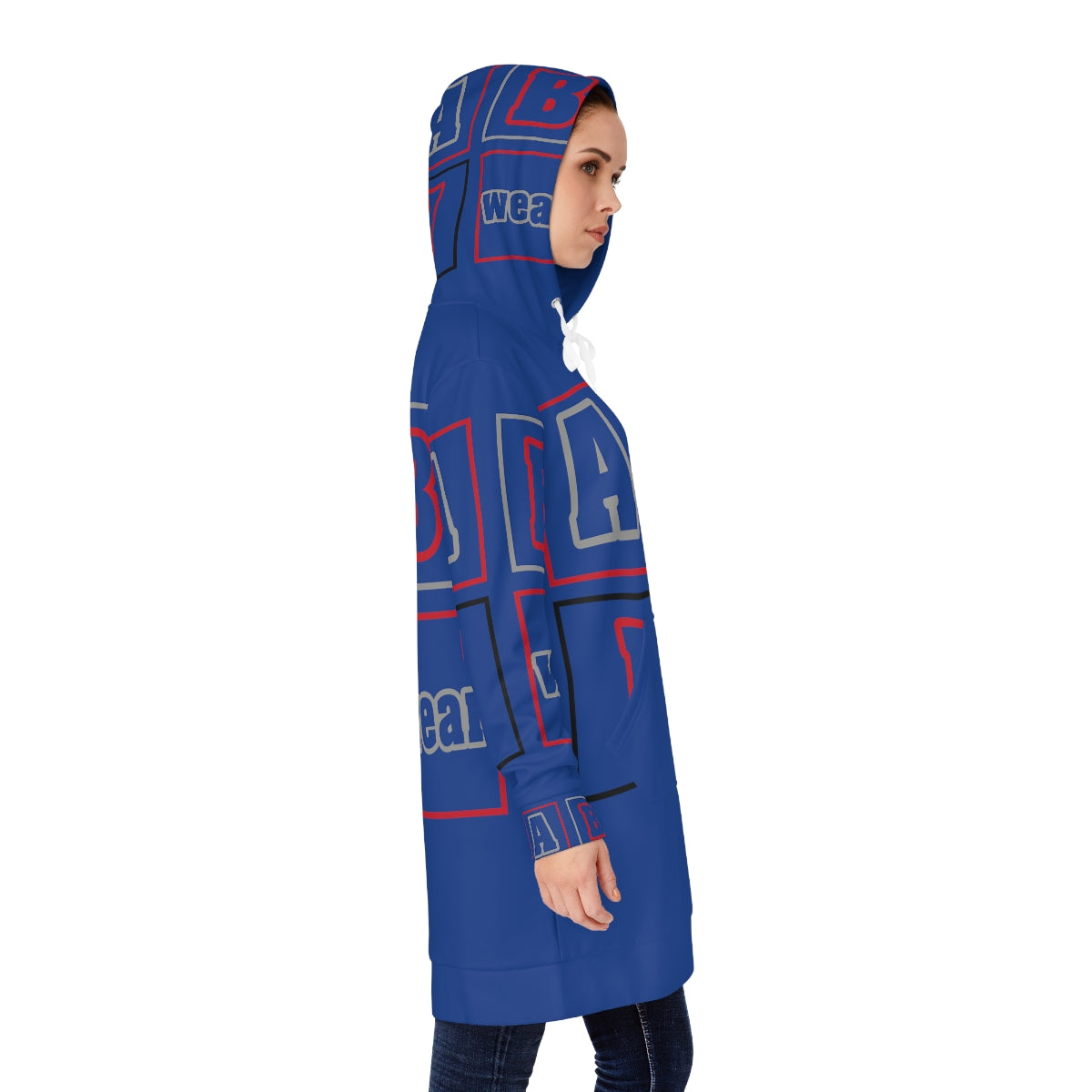 ABJ Block Women's Dark Blue Hoodie Dress (AOP)