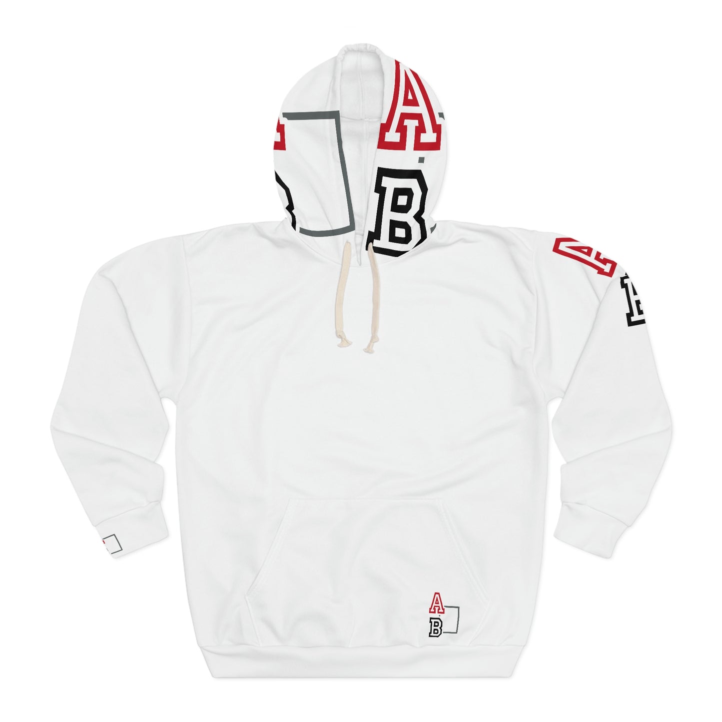 ABJ Greek {WHITE} AOP Unisex Pullover Hoodie