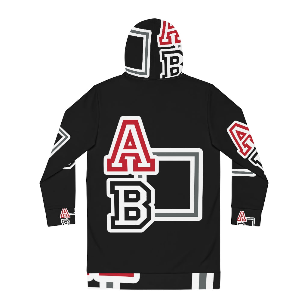 ABJ Greek Black Women's Hoodie Dress (AOP)