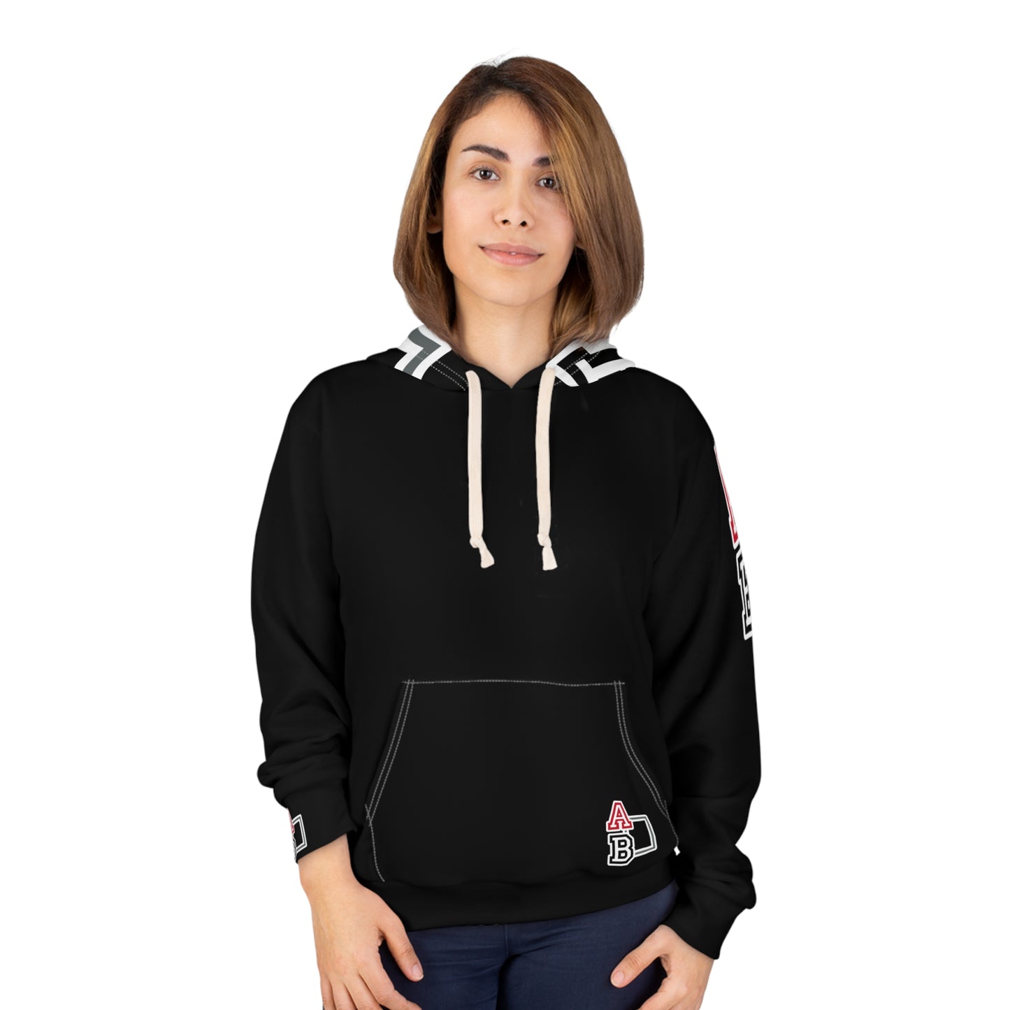 ABJ Greek Black AOP Unisex Pullover Hoodie