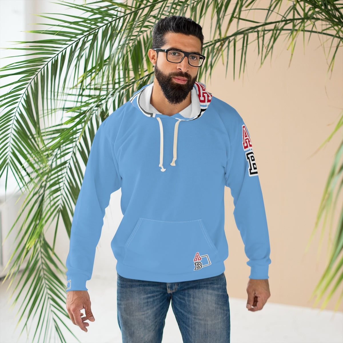 ABJ Greek Baby blue AOP Unisex Pullover Hoodie