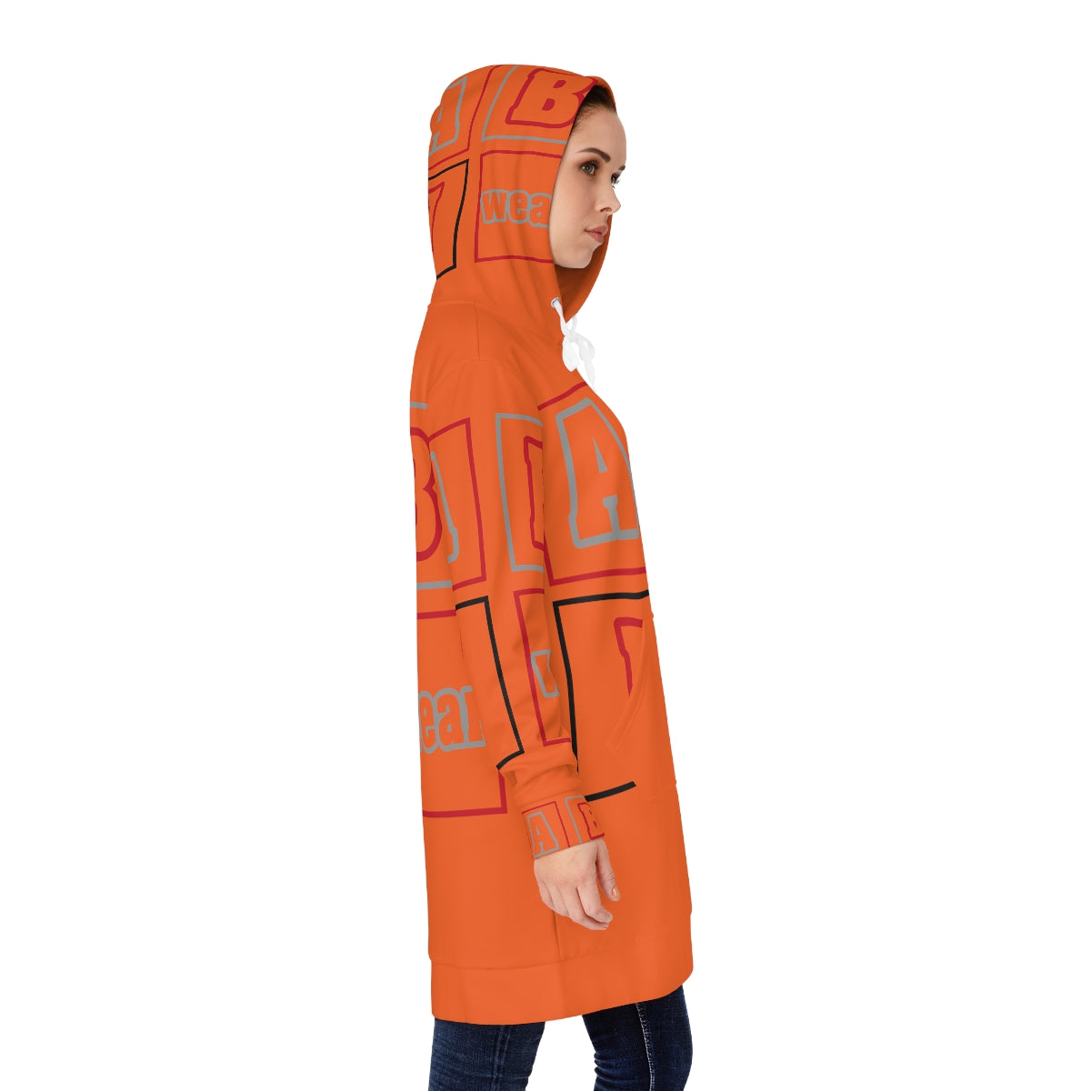 ABJ Block Women's Orange Hoodie Dress (AOP)