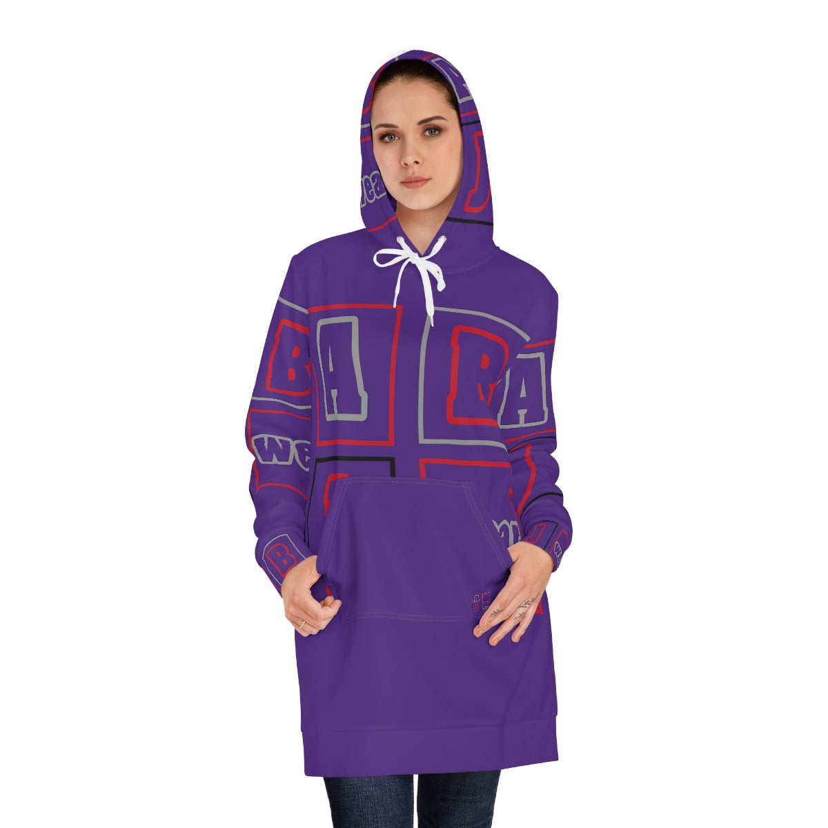 ABJ Block Women's Purple Hoodie Dress (AOP)