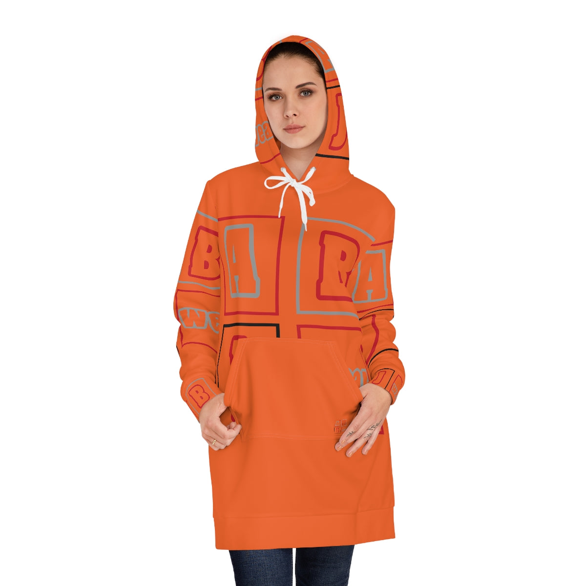 ABJ Block Women's Orange Hoodie Dress (AOP)