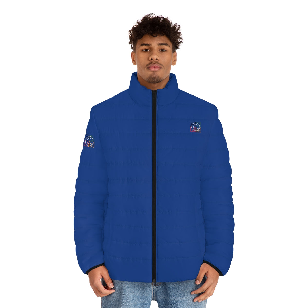 ABJ Cube Men's (Dark Blue) Puffer Jacket (AOP)