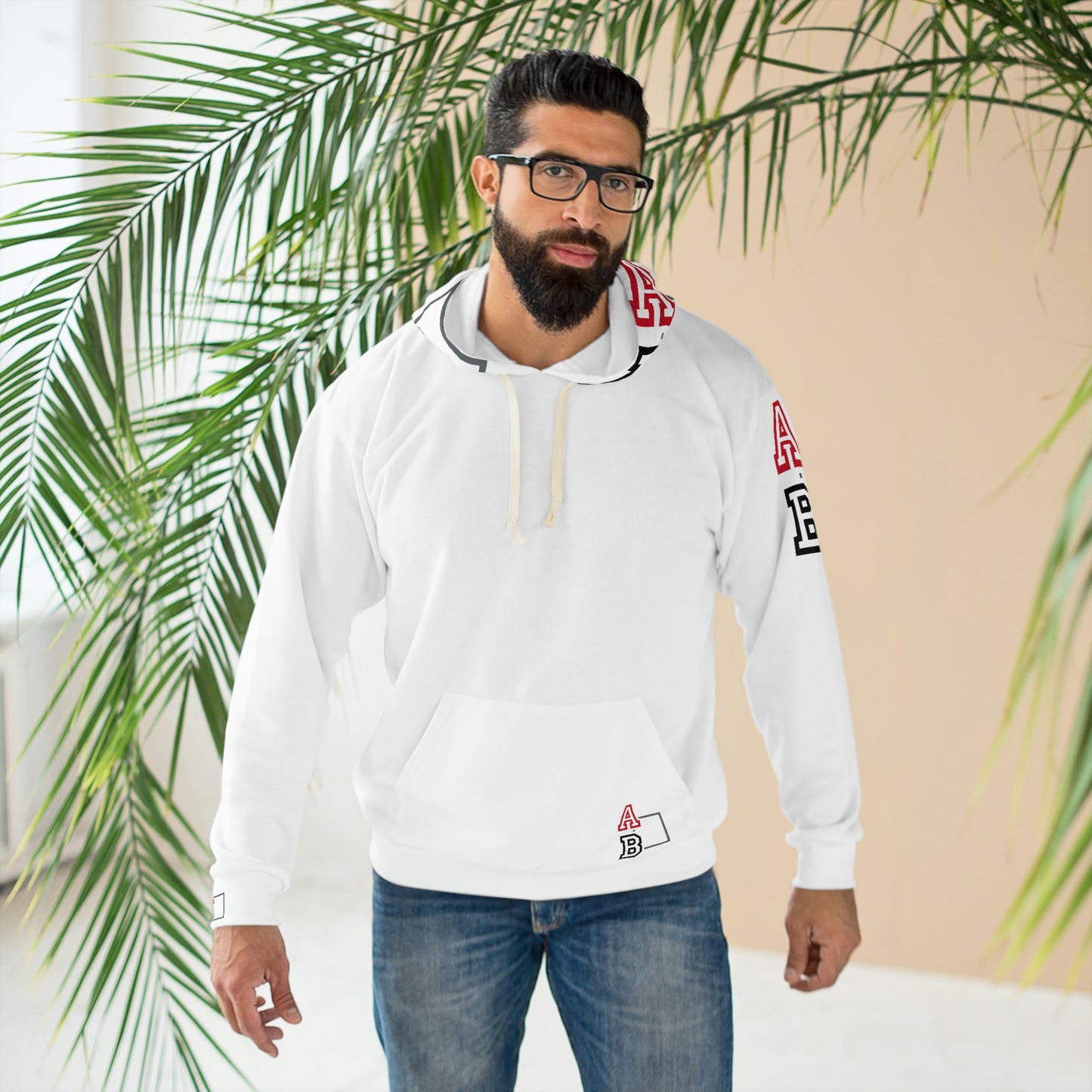 ABJ Greek {WHITE}  AOP Unisex Pullover Hoodie