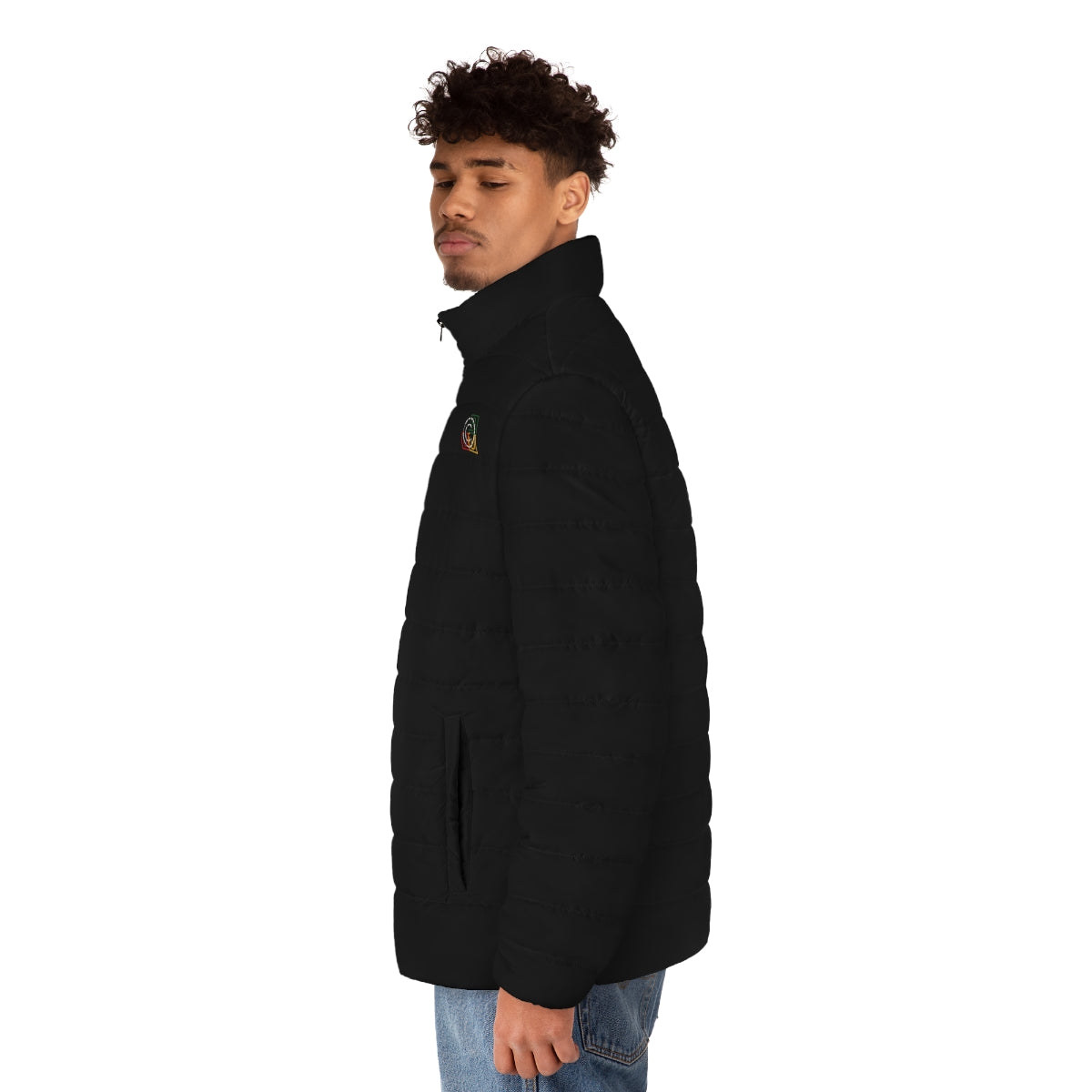 ABJ Cube Men's (Black) Puffer Jacket (AOP)