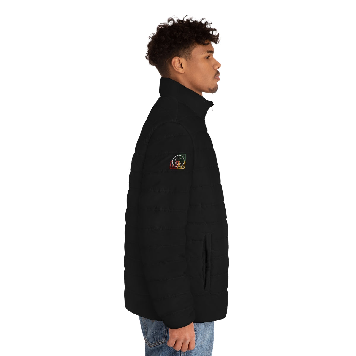 ABJ Cube Men's (Black) Puffer Jacket (AOP)