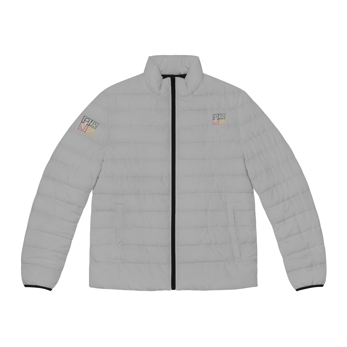 ABJ Cube Men's (Light Grey) Puffer Jacket (AOP)