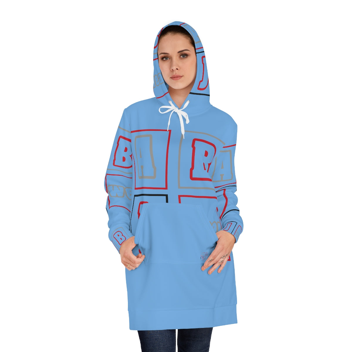 ABJ Block Women's Baby Blue Hoodie Dress (AOP)