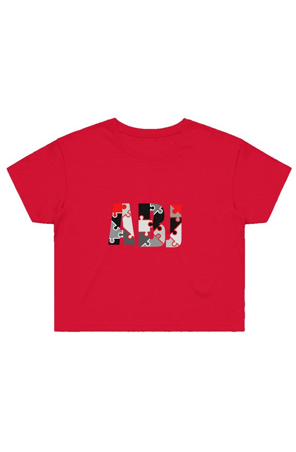  ABJ Puzzle Red&Grey Women's Street Crop Tee