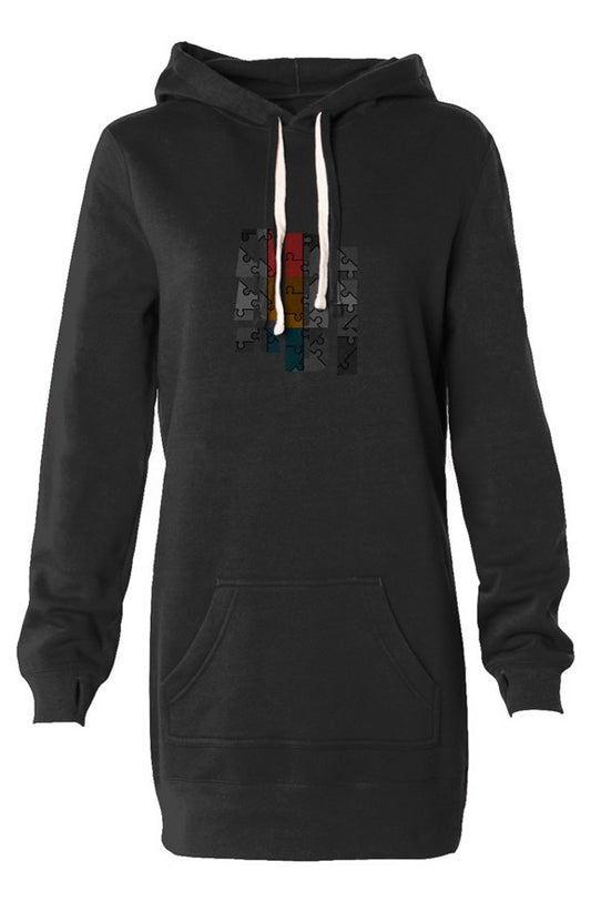 ABJ Stacked (Black) Hooded Sweatshirt Dress