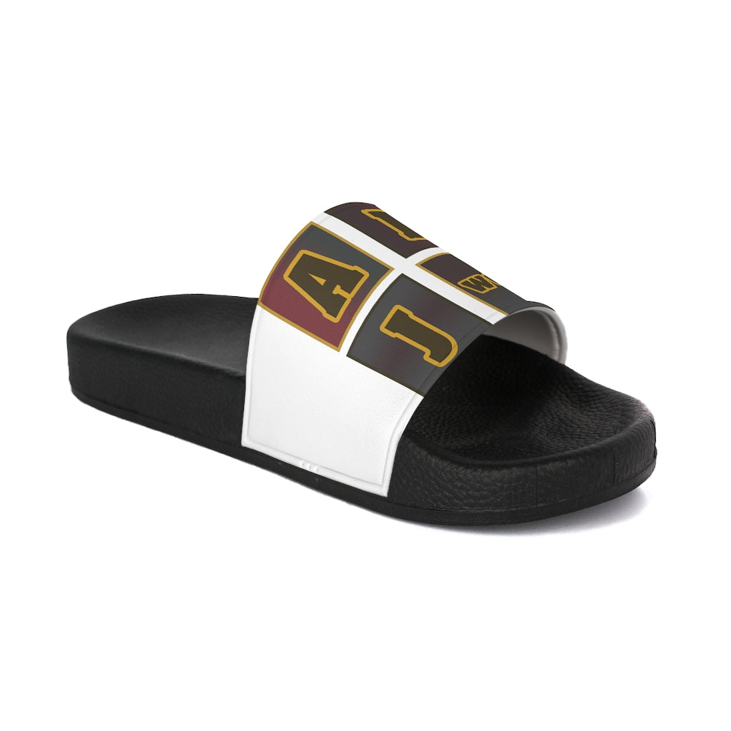 ABJ Block ( White/Brown) Women's Slide Sandals