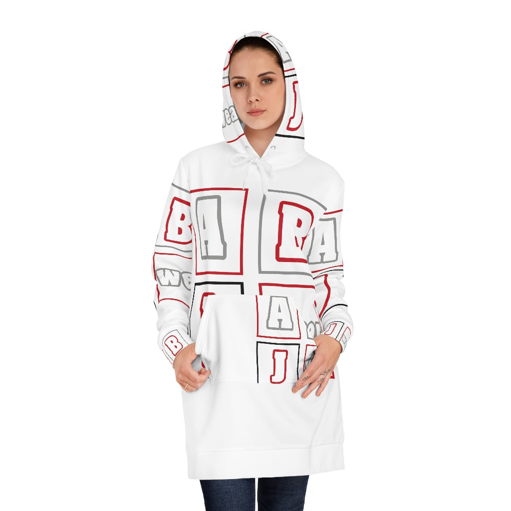 ABJ Red Block Women's Hoodie Dress (AOP)