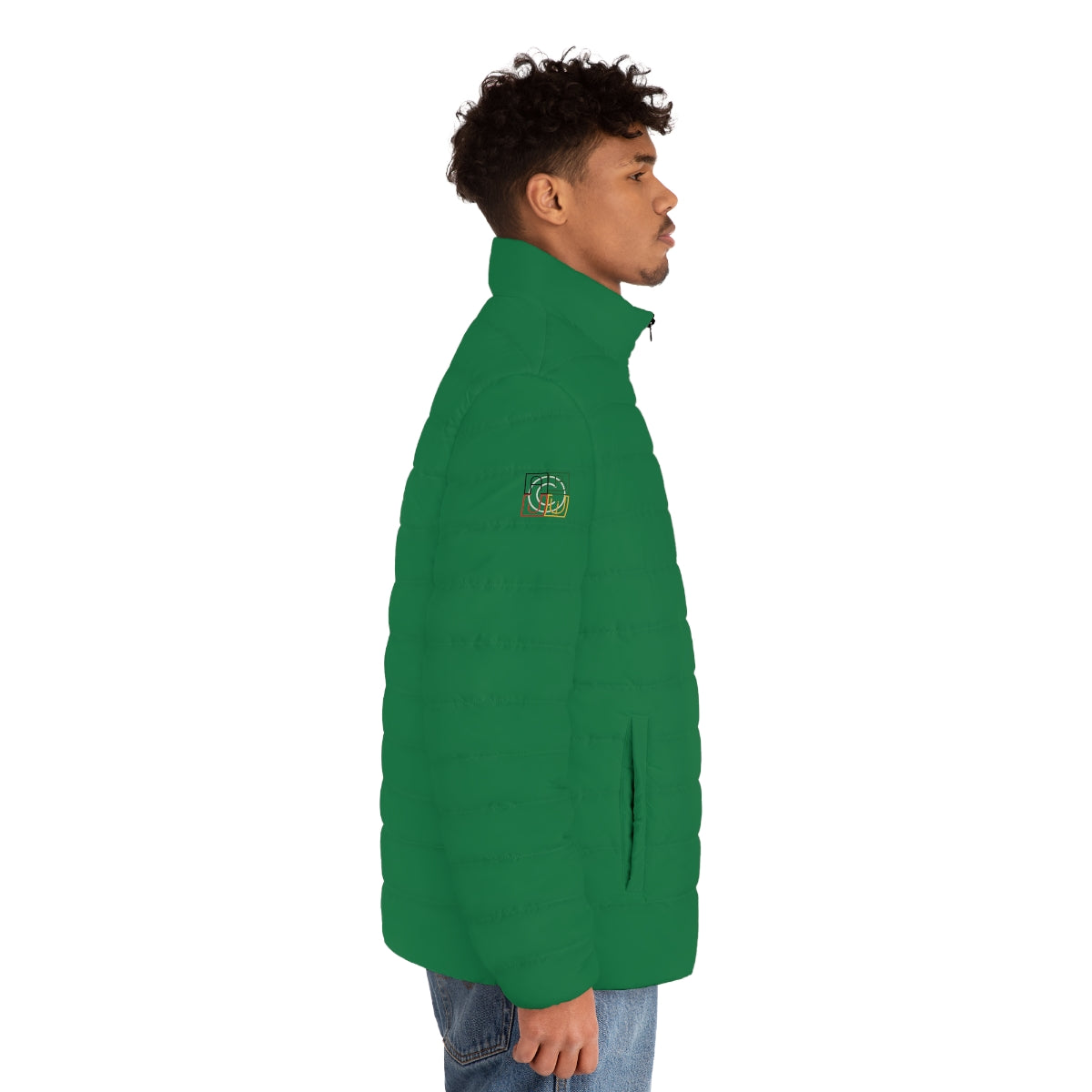 ABJ Cube Men's (Dark Green) Puffer Jacket (AOP)