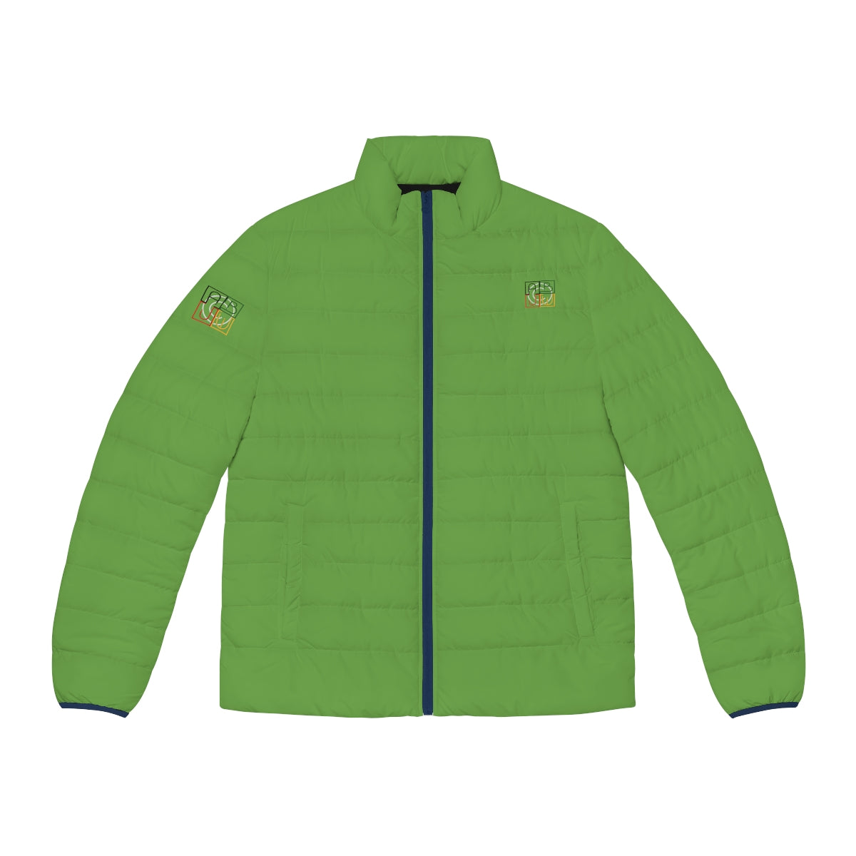 ABJ Cube Men's (Light Green) Puffer Jacket (AOP)