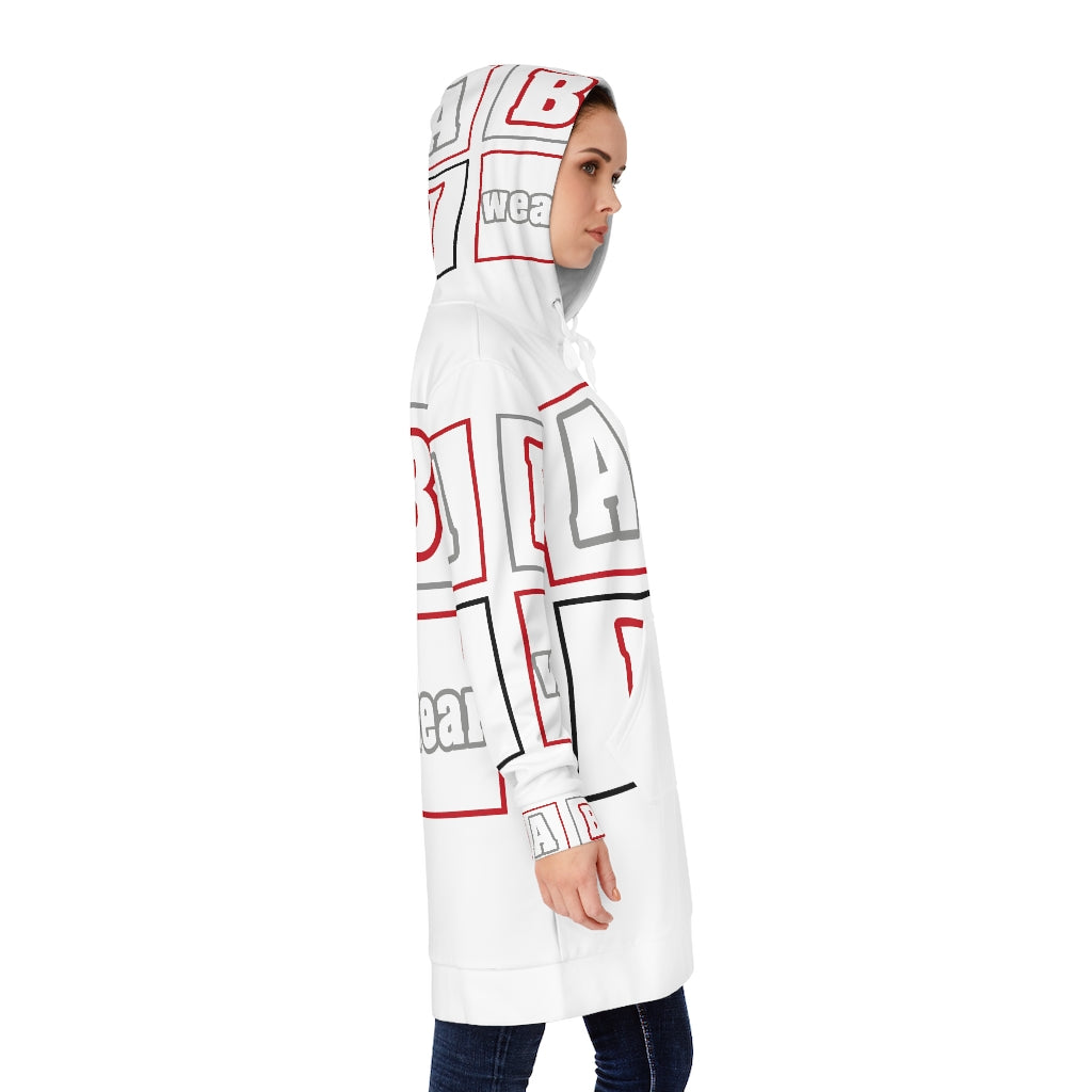 ABJ Red Block Women's Hoodie Dress (AOP)