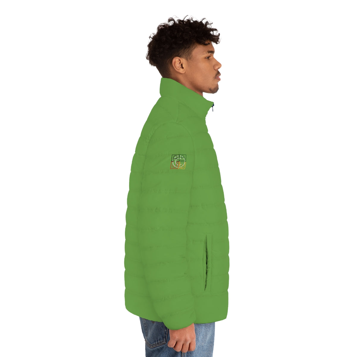 ABJ Cube Men's (Light Green) Puffer Jacket (AOP)