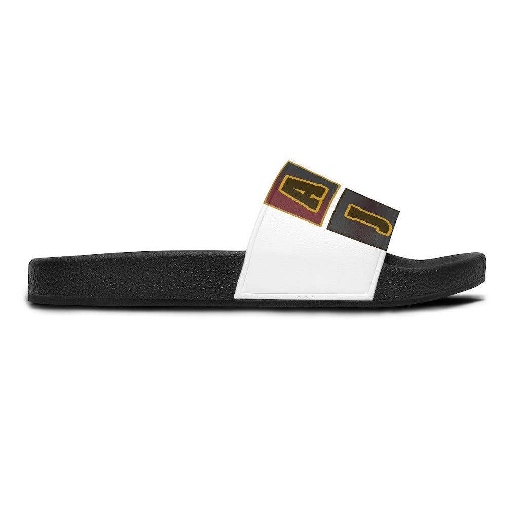 ABJ Block ( White/Brown) Women's Slide Sandals