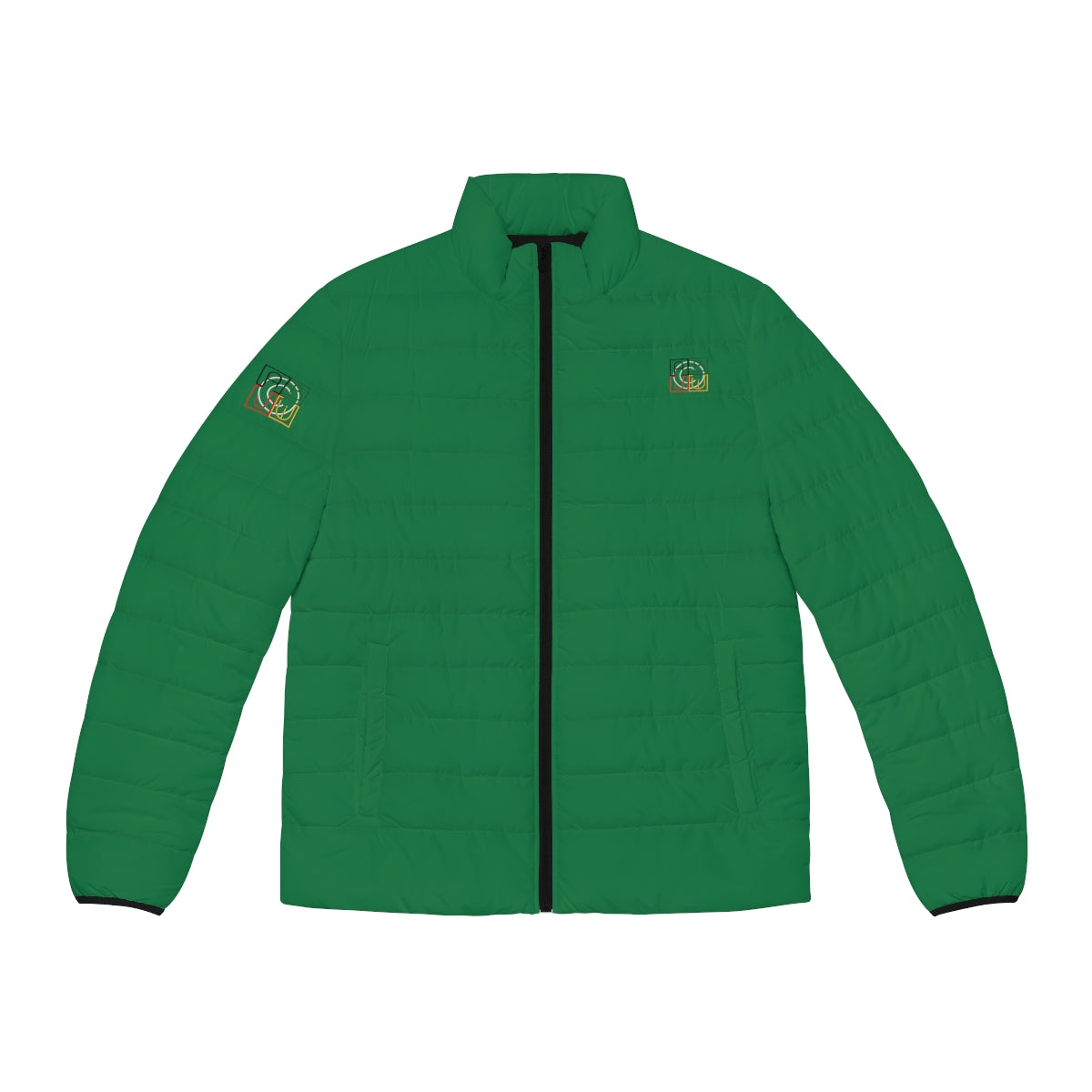 ABJ Cube Men's (Dark Green) Puffer Jacket (AOP)