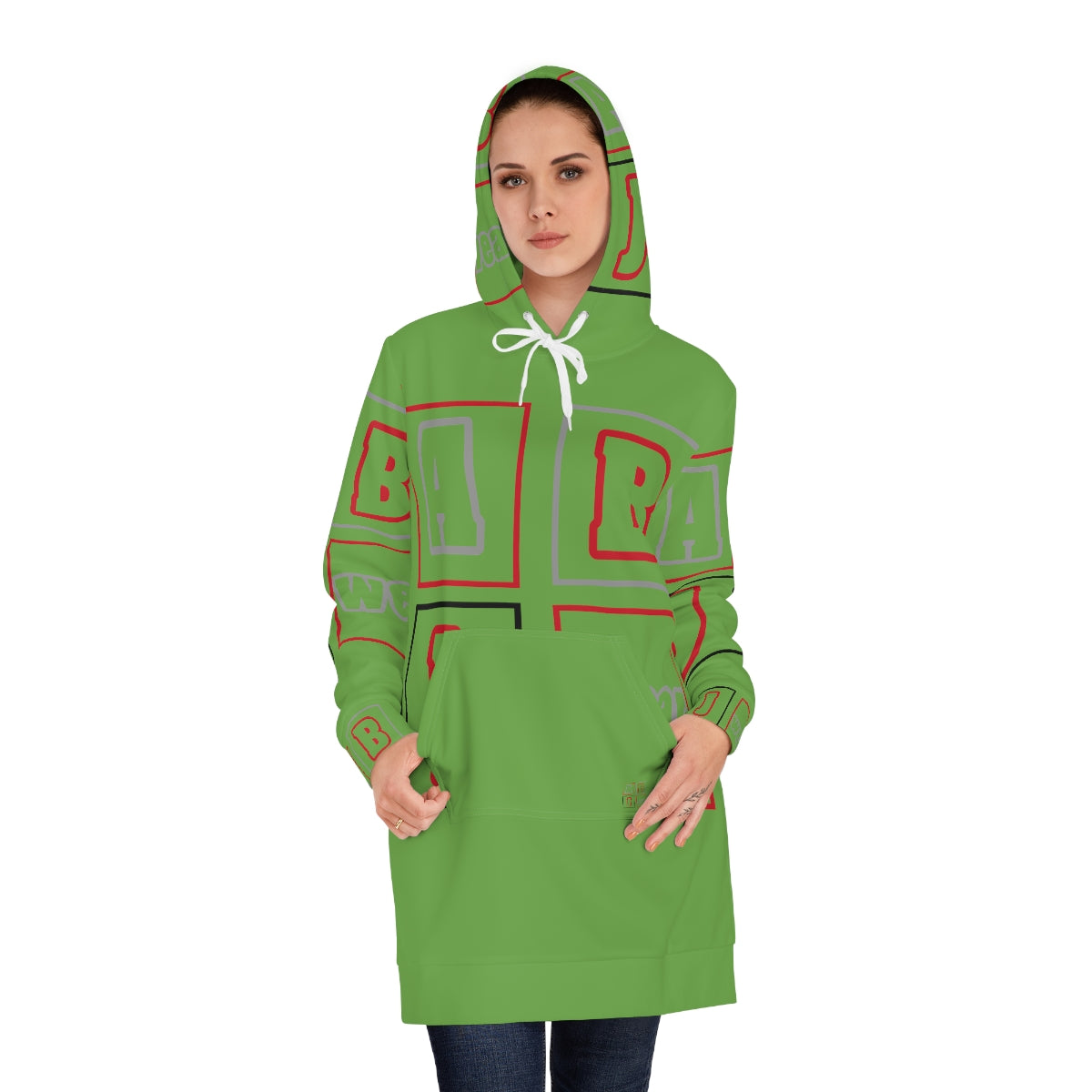 ABJ Block Women's Green Hoodie Dress (AOP)