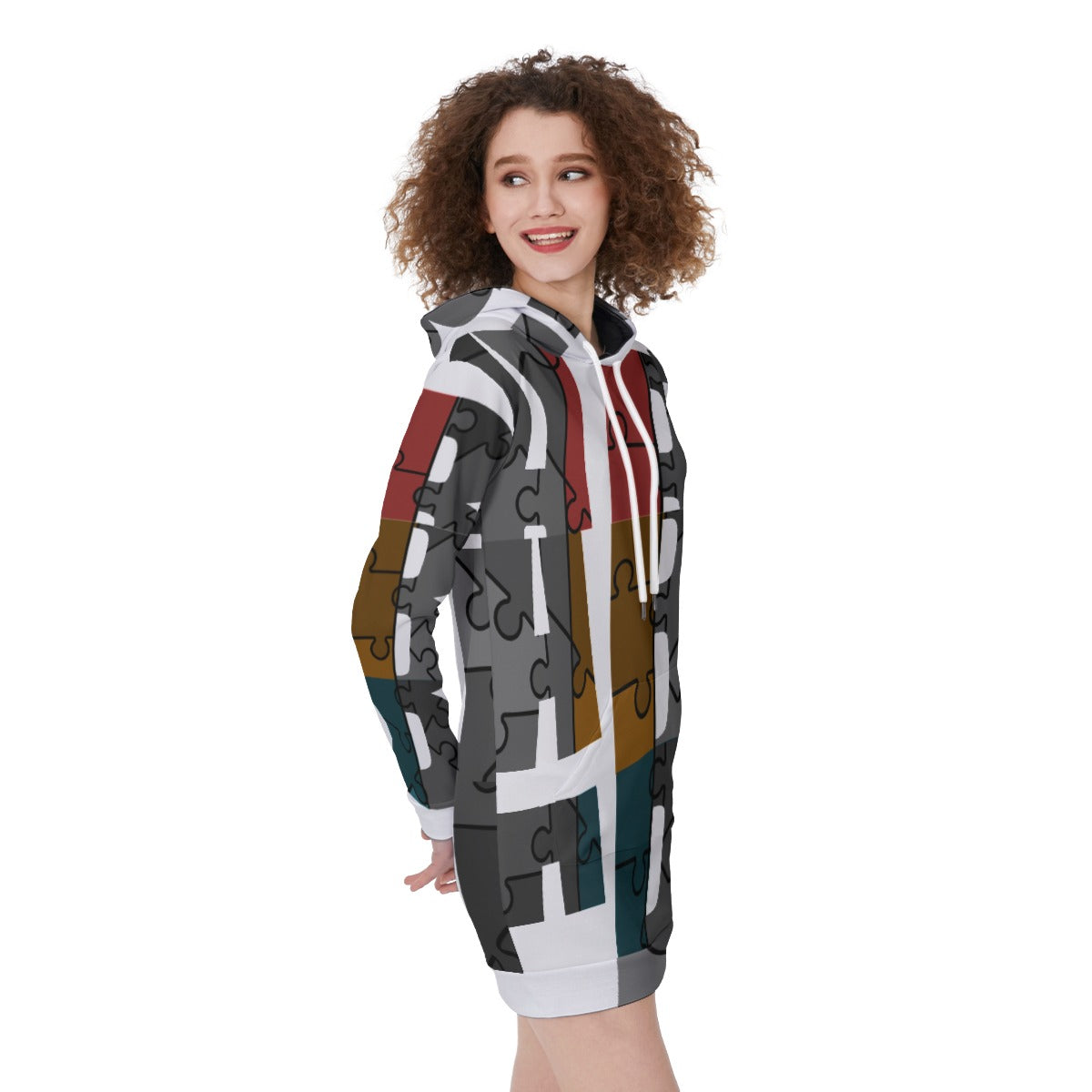 ABJ Stack Print All-Over Print Women's Long Hoodie