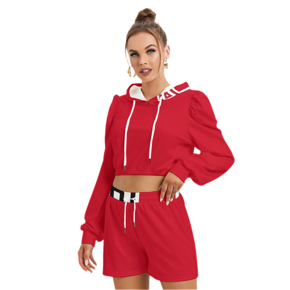 ABJ Greek Plain All-Over Print Women's Micro Fleece Hoodie And Shorts Set