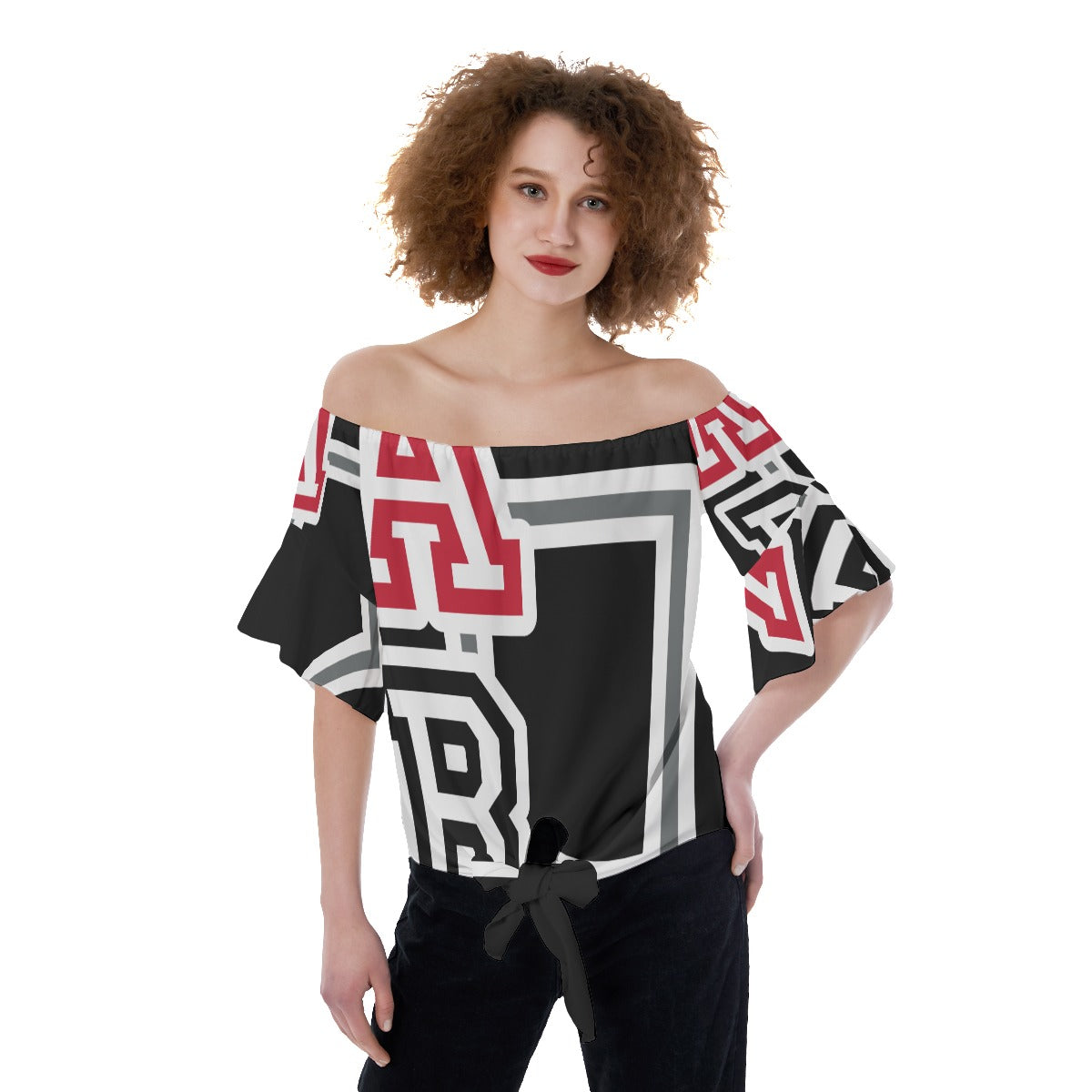 ABJ All-Over Print Off-Shoulder Blouse