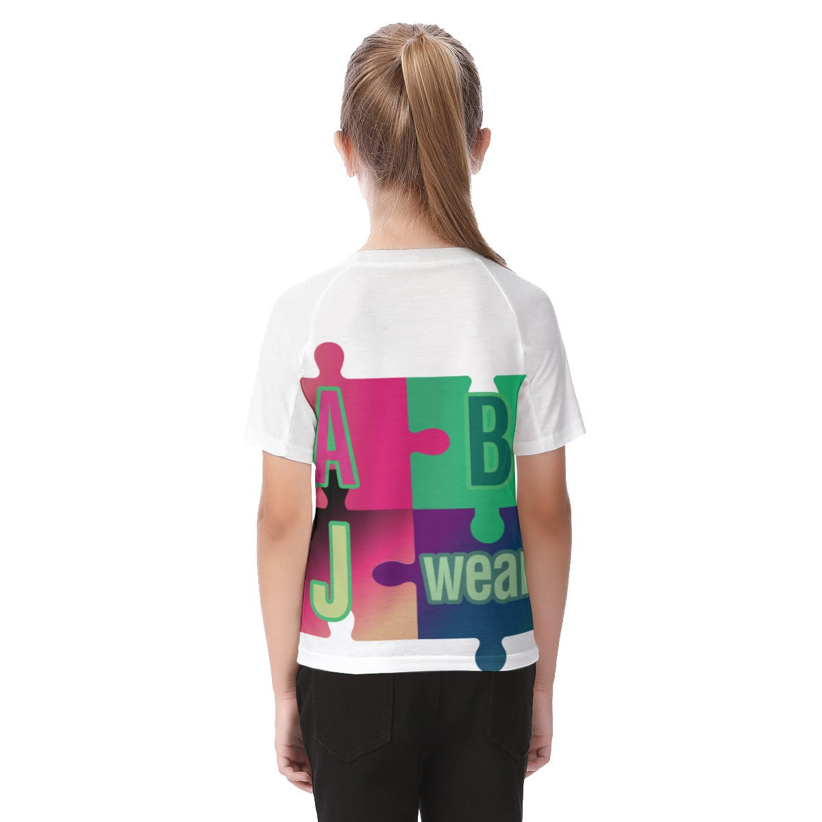 ABJ Puzzle All-Over Print Kid's Raglan Sleeve T-shirt