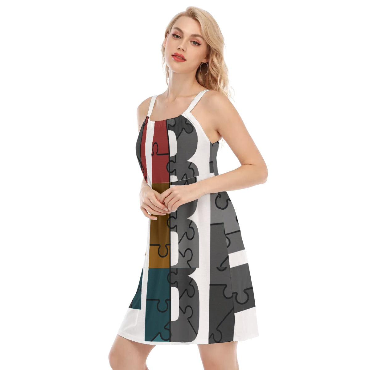 ABJ All-Over Print Women's O-neck Cami Dress