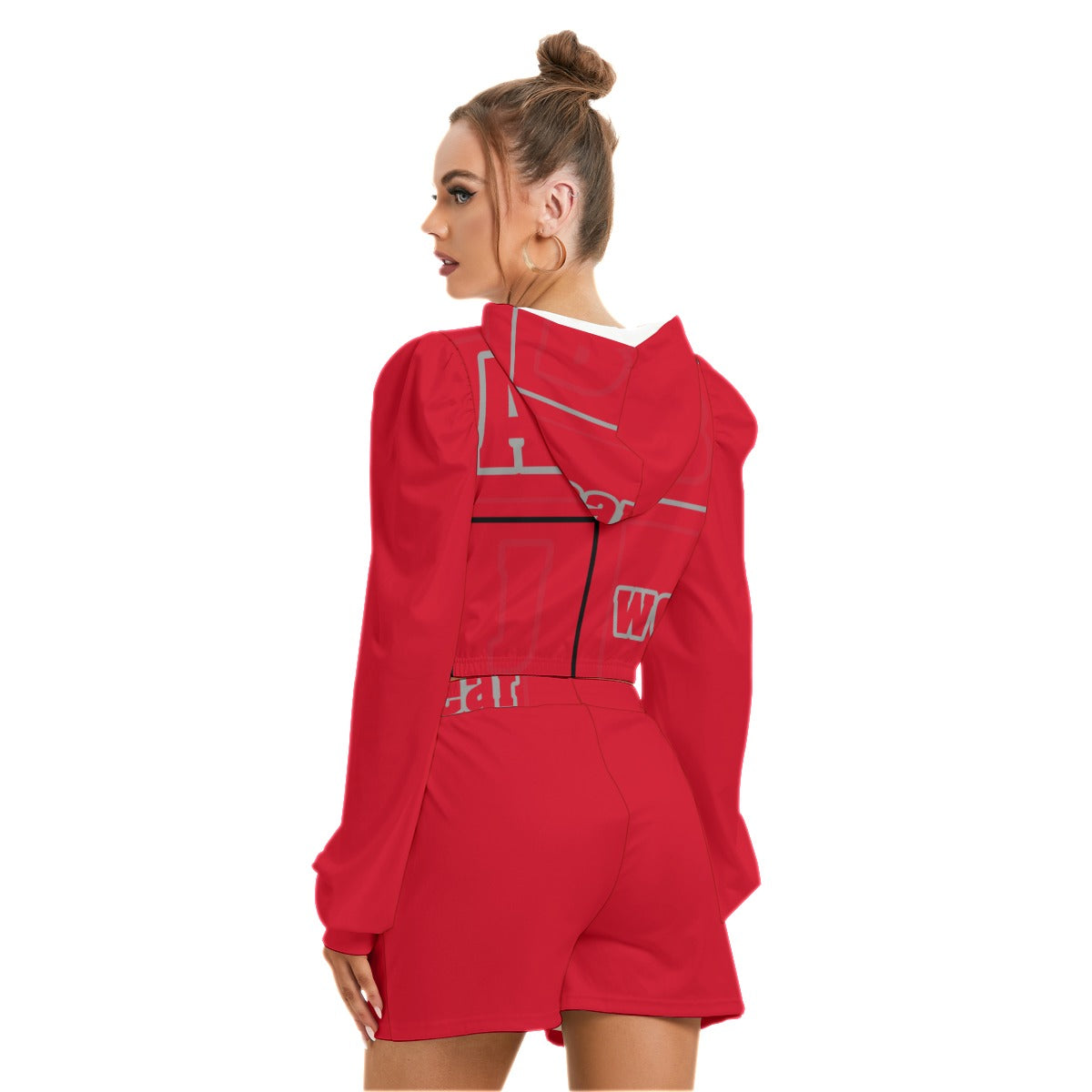 ABJ Block All-Over Print Women's Micro Fleece Hoodie And Shorts Set