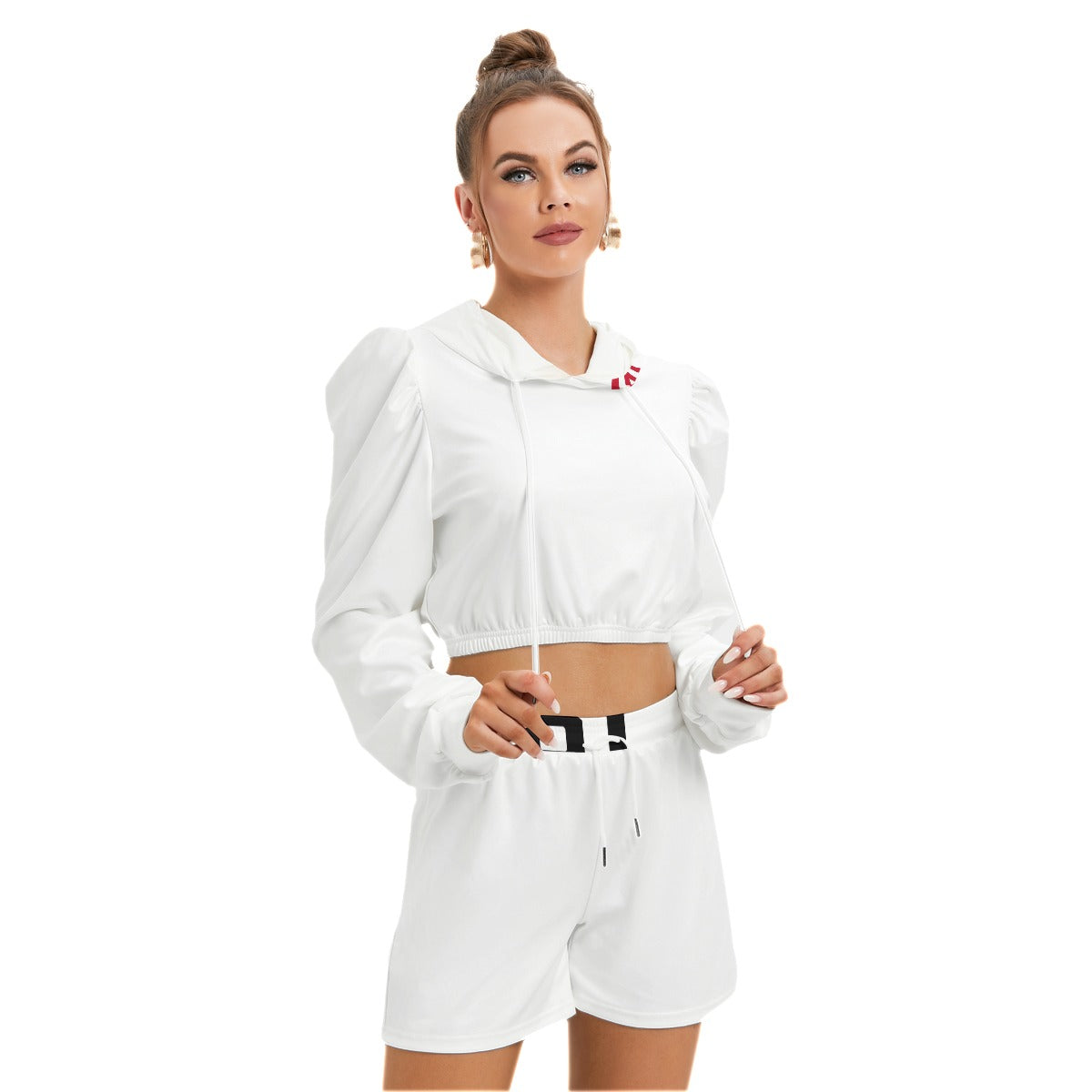 ABJ Greek Plain All-Over Print Women's Micro Fleece Hoodie And Shorts Set