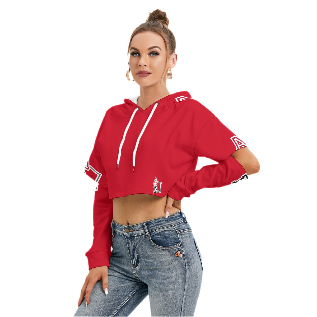 ABJ Greek (Sianna) All-Over Print Women's Heavy Fleece Hoodie With Hollow Out Sleeve