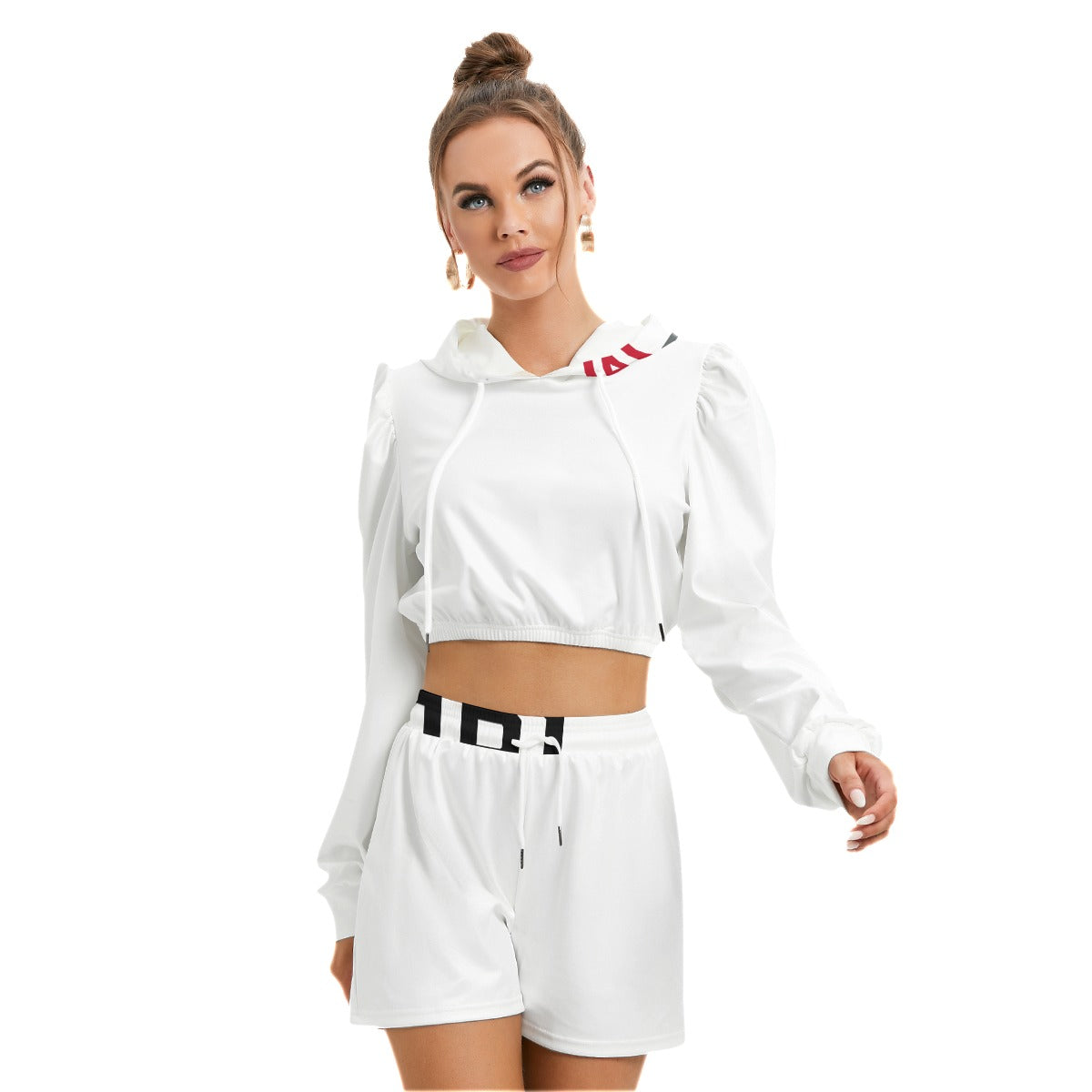 ABJ Greek Plain All-Over Print Women's Micro Fleece Hoodie And Shorts Set