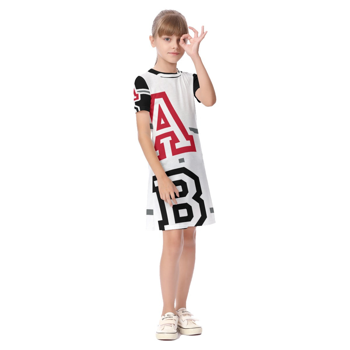 ABJ Greek All-Over Print Kid's Short Sleeve Dress