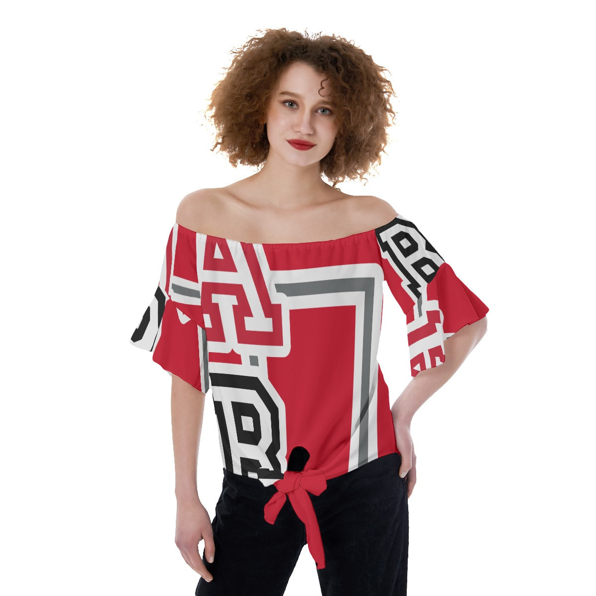 ABJ All-Over Print Off-Shoulder Blouse