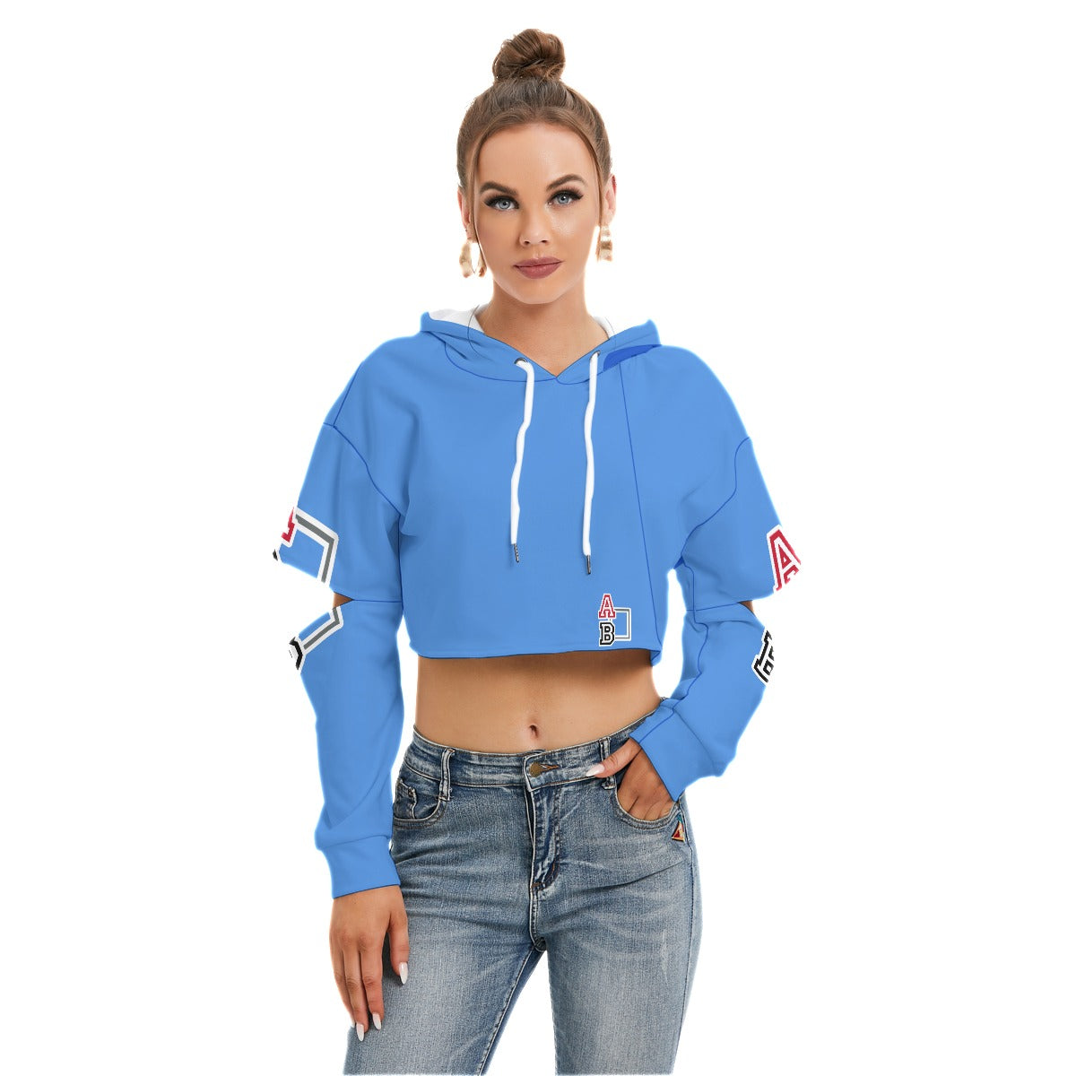 ABJ Greek (Sianna)All Over  Print Women's Heavy Fleece Hoodie With Hollow Out Sleeve