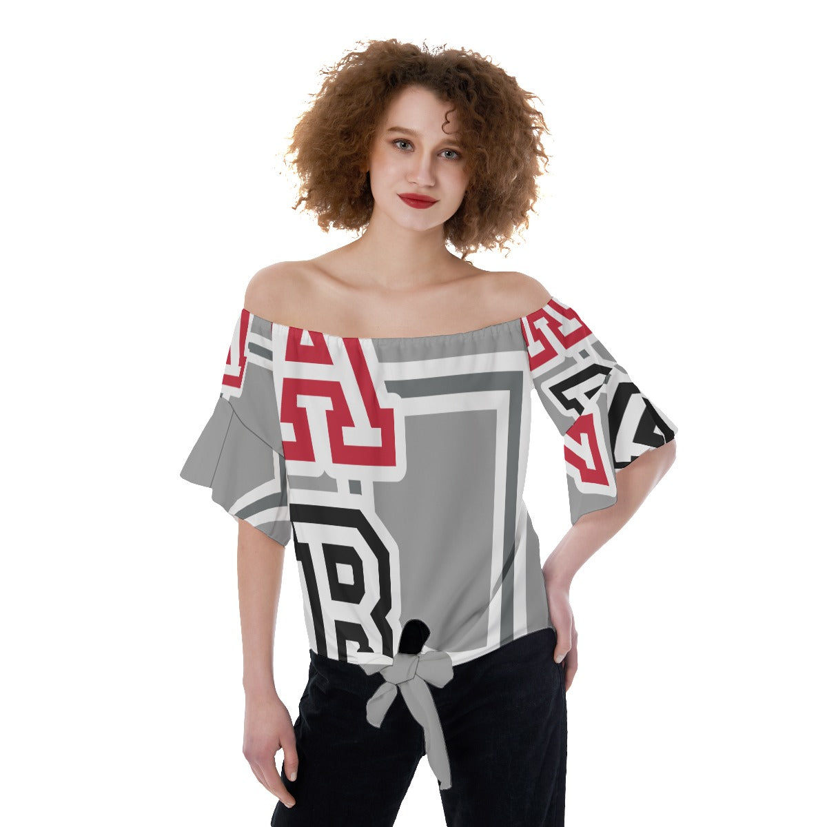 ABJ All-Over Print Off-Shoulder Blouse