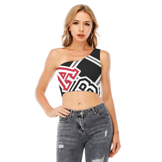 ABJ Greek All-Over Print Women's One-Shoulder Cropped Top