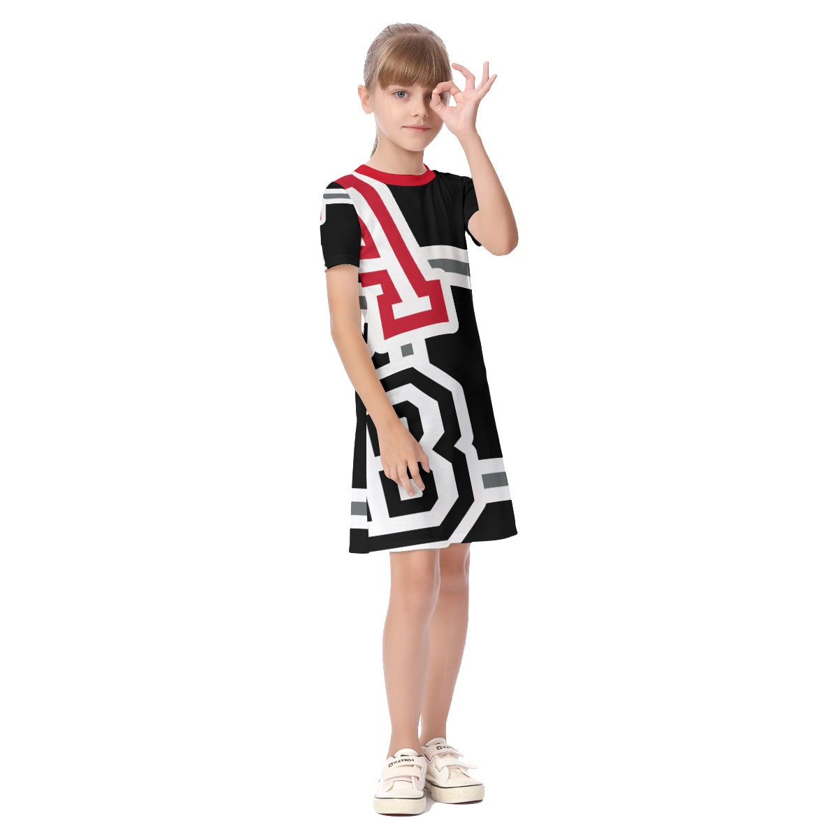 ABJ Greek All-Over Print Kid's Short Sleeve Dress