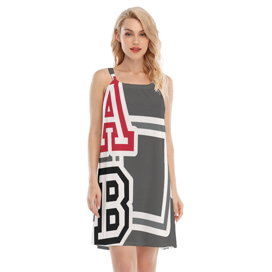 ABJ Grey All-Over Print Women's O-neck Cami Dress