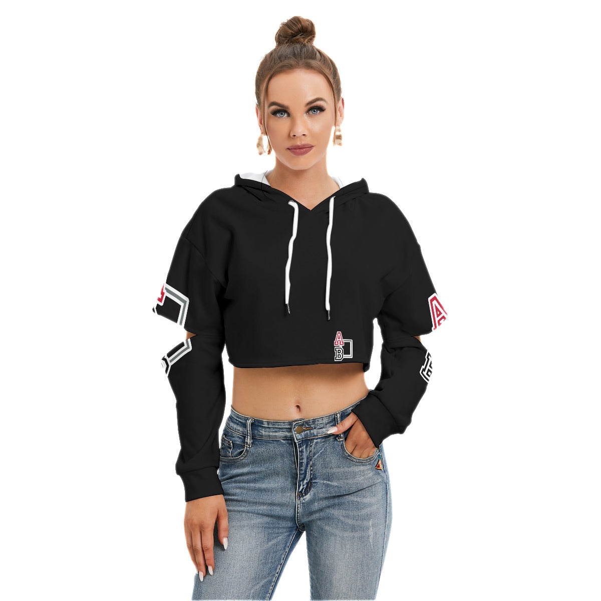 ABJ Greek (Sianna) All-Over Print Women's Heavy Fleece Hoodie With Hollow Out Sleeve