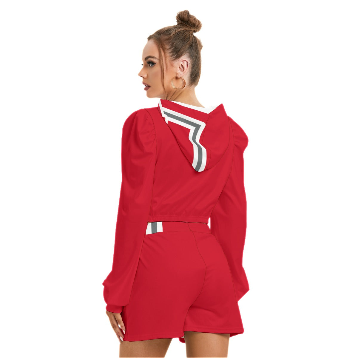 ABJ Greek Plain All-Over Print Women's Micro Fleece Hoodie And Shorts Set