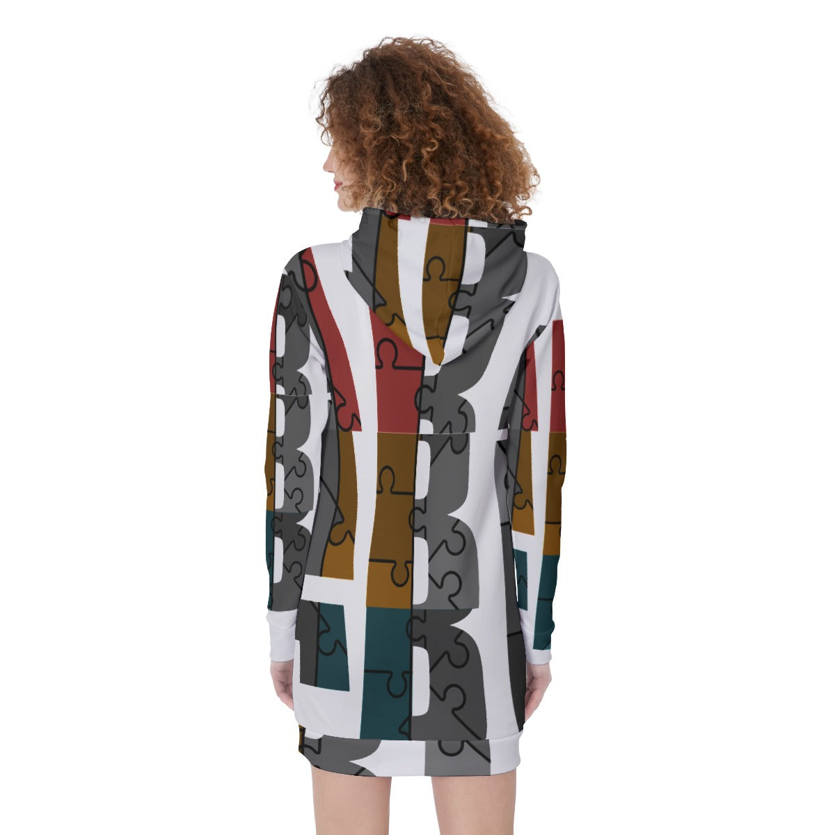 ABJ Stack Print All-Over Print Women's Long Hoodie