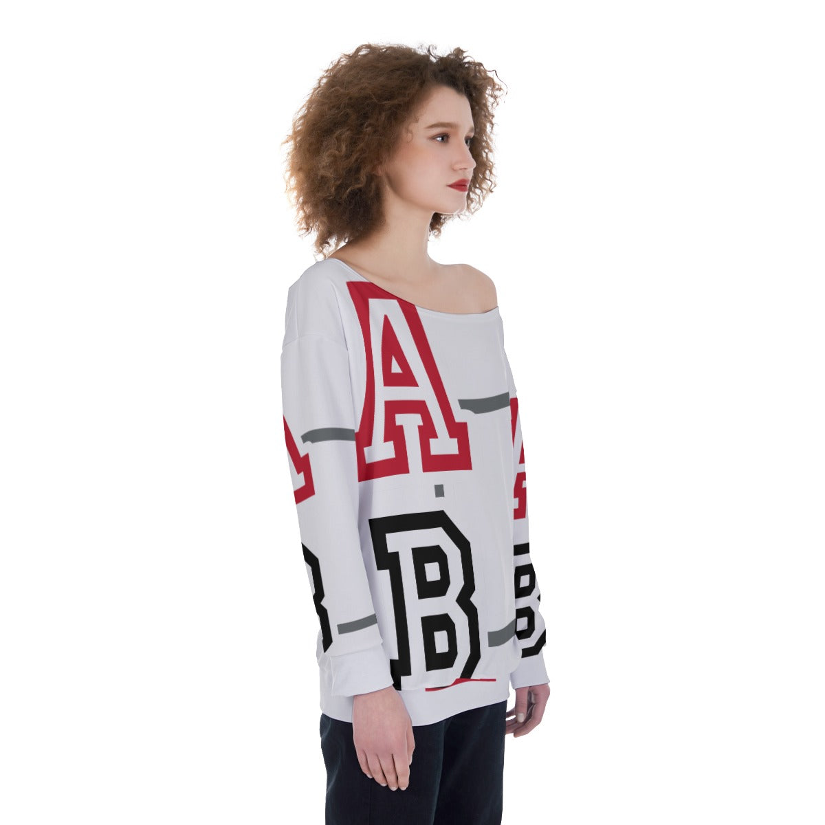 ABJ All-Over Print Oversized Women's Off-Shoulder Sweatshirt