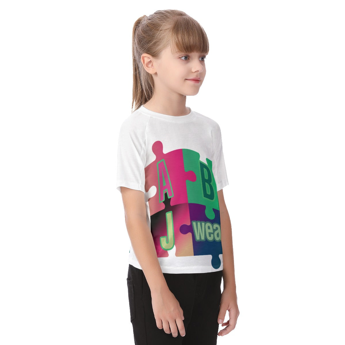 ABJ Puzzle All-Over Print Kid's Raglan Sleeve T-shirt